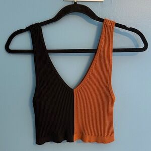 STAUD - Hana Colorblock Crop Tank in Tan/Black